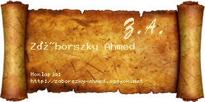 Záborszky Ahmed névjegykártya
